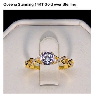 New Stunning 14kt over sterling silver ring